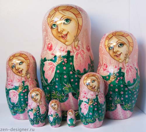 Матрешки Баба-ягодка семь кукол ручной работы