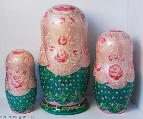 Матрешки Баба-ягодка семь кукол ручной работы вид сзади
